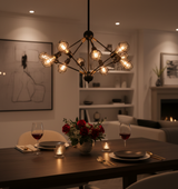 VONN VVC31320BL 36" UL Certified Multi-Pivoting-Arm Chandelier with LED Filament Bulbs, Matte Black