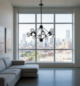 VONN VVC31320BL 36" UL Certified Multi-Pivoting-Arm Chandelier with LED Filament Bulbs, Matte Black
