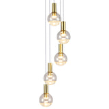 VONN Artisan Sienna 5-Light LED Pendant with Glitter Glass Globes details of the shades