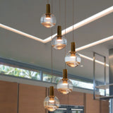 VONN Artisan Sienna 5-Light LED Pendant with Glitter Glass Globes close up