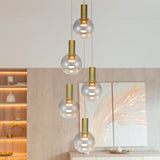 VONN Artisan Sienna 5-Light LED Pendant with Glitter Glass Globes VAC3185BRS, Brass