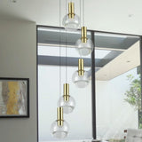 VONN Artisan Sienna 5-Light LED Pendant with Glitter Glass Globes VAC3185BRS, Brass details