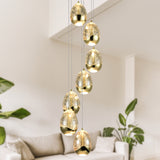 VONN Artisan Venezia VAC3207GL 7-Light Integrated LED ETL Certified Pendant, Height Adjustable Chandelier, Gold
