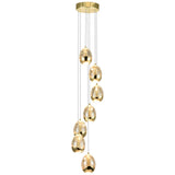 VONN Artisan Venezia VAC3207GL 7-Light Integrated LED ETL Certified Pendant, Height Adjustable Chandelier, Gold
