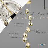 VONN Artisan Venezia VAC3207GL 7-Light Integrated LED ETL Certified Pendant, Height Adjustable Chandelier, Gold