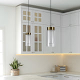 VONN Artisan Genoa VAP2111BL 5" Integrated LED ETL Certified Height Adjustable Pendant with Glass Shade, Black