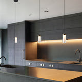 VONN Artisan Genoa VAP2111BL 5" Integrated LED ETL Certified Height Adjustable Pendant with Glass Shade, Black