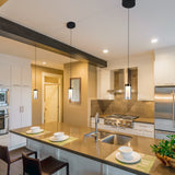 VONN Artisan Genoa VAP2111BL 5" Integrated LED ETL Certified Height Adjustable Pendant with Glass Shade, Black