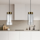 VONN Artisan Genoa VAP2111BL 5" Integrated LED ETL Certified Height Adjustable Pendant with Glass Shade, Black-VONN Lighting