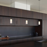 VONN Artisan Genoa VAP2111BL 5" Integrated LED ETL Certified Height Adjustable Pendant with Glass Shade, Black