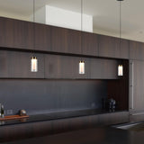 VONN Artisan Genoa VAP2111BL 5" Integrated LED ETL Certified Height Adjustable Pendant with Glass Shade, Black-VONN Lighting