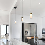 VONN Artisan Genoa VAP2111BL 5" Integrated LED ETL Certified Height Adjustable Pendant with Glass Shade, Black