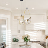 VONN Artisan Firenze 8-inch Antique Brass LED Pendant over kitchen table