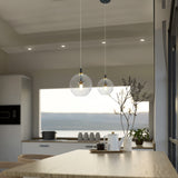 VONN Portofino 7" LED Oil Rubbed Bronze Pendant with Glass Ball Shade VAP2161AB over kitchen table
