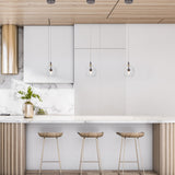 VONN Portofino 7" LED Oil Rubbed Bronze Pendant with Glass Ball Shade VAP2161AB over bar table
