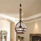 VONN Artisan Bari 7-inch LED Oil Rubbed Bronze Pendant with leather strap in the living room