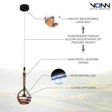 VONN Artisan Bari VAP2171AB 7" Integrated LED ETL Certified Height Adjustable Pendant with Glass Shade