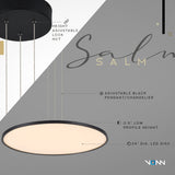 VONN Salm VMC31840BL 24" Integrated LED ETL Certified Pendant Light Height Adjustable Disc Chandelier, Black
