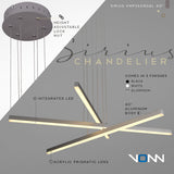 VONN Sirius VMP25030BL 40" ETL Certified Integrated LED Pendant, Height Adjustable Chandelier in Black-VONN Lighting