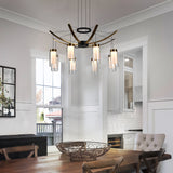 ONN Artisan Genoa 24-inch Black 8-Light LED Chandelier over dining table