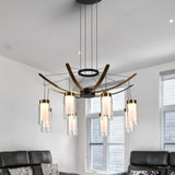 ONN Artisan Genoa 24-inch Black 8-Light LED Chandelier over sofa