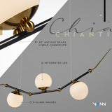VONN Chianti 54" LED Chandelier with 3 Glass Shades VAC3123AB Antique Brass-VONN Lighting