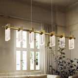 VONN Artisan Sorrento 40-inch Antique Brass LED Linear Chandelier in the living room