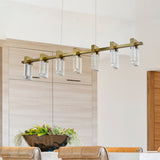 VONN Artisan Sorrento 40-inch Antique Brass LED Linear Chandelier in the dining room