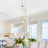 VONN Artisan Amalfi 5-Light LED Pendant VAC3215GL in the contemporary dining room