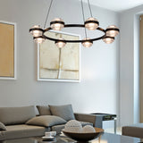 VONN Artisan Milano VAC3338BL 33" Integrated LED ETL Certified Pendant, Height Adjustable Ring Chandelier, Black