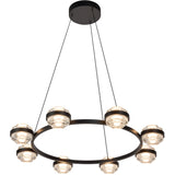 VONN Artisan Milano VAC3338BL 33" Integrated LED ETL Certified Pendant, Height Adjustable Ring Chandelier, Black