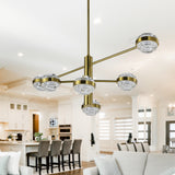 VONN Artisan Milano VAC333RD6AB 40" Integrated LED ETL Certified Chandelier with Height Adjustable Rods, Antique Brass-VONN Lighting