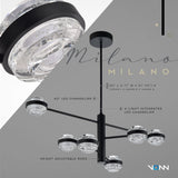 VONN Artisan Milano VAC333RD6BL 40" Integrated LED ETL Certified Chandelier with Height Adjustable Rods, Black-VONN Lighting