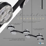VONN Artisan Milano VAC3LN336BL 39" Integrated LED ETL Certified Pendant, Height Adjustable Chandelier, Black-VONN Lighting