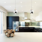 VONN Artisan Venezia VAP2201BL 3.5" Integrated LED ETL Certified Height Adjustable Pendant w/ Glass Shade, Black