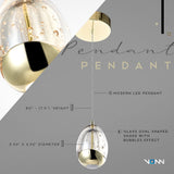VONN Artisan Venezia VAP2201GL 3.5" LED Pendant with Glass Shade, Gold-VONN Lighting