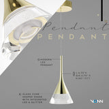 VONN Artisan Amalfi VAP2211GL 4.75" Integrated LED ETL Certified Height Adjustable Pendant w/ Cone Shade, Gold-VONN Lighting