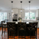 VONN Artisan Lecce 5" LED Pendant with Glass Shade VAP2221BL over a cozy kitchen table