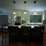 5" LED Pendant with Glass Shade VAP2221BL over the contemporary kitchen table