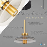 VONN Artisan Verona VAP2311BL 7" Integrated LED ETL Certified Height Adjustable Pendant, with Glass Shade, Black-VONN Lighting