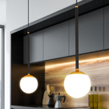 VONN Capri VCP2101BL 5" 1-Light Integrated LED ETL Certified Height Adjustable Pendant, with Glass Shade, Black-VONN Lighting