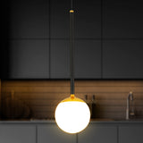 VONN Capri VCP2101BL 5" 1-Light Integrated LED ETL Certified Height Adjustable Pendant, with Glass Shade, Black