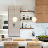 VONN Capri VCP2101BL 5" 1-Light Integrated LED ETL Certified Height Adjustable Pendant, with Glass Shade, Black