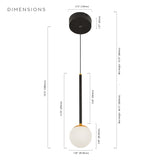 VONN Capri VCP2101BL 5" 1-Light Integrated LED ETL Certified Height Adjustable Pendant, with Glass Shade, Black