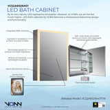 VONN VCS2A6S06401 Integrated LED Medicine Cabinet 19.5"W x 28"H x 5"D
