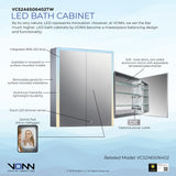 VONN VCS2A6S06402 Integrated LED Medicine Cabinet 24"W x 28"H x 5"D or 30"W x 28"H x 5"D