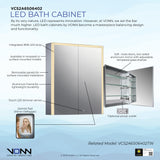 VONN VCS2A6S06402 Integrated LED Medicine Cabinet 24"W x 28"H x 5"D or 30"W x 28"H x 5"D