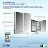 VONN VCS2A6S09202TW Tunable White Medicine Cabinet 24"W x 28"H x 5"D or 30"W x 28"H x 5"D
