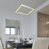 VONN 20-inch modern LED chandelier installed over a dining room table