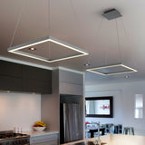 VONN Atria VMC31620AL 20" Integrated LED ETL Certified Square Chandelier Pendant, Height Adjustable Chandelier in Silver